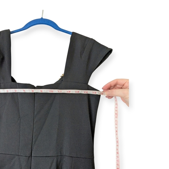 Tadashi Shoji Black Evening Gown Square Neckline Crystal Brooch MOTB MOTG - Picture 7 of 14